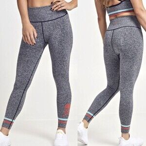 Soul by SoulCycle Leggings Heather Gray Skull Stripe Size Medium